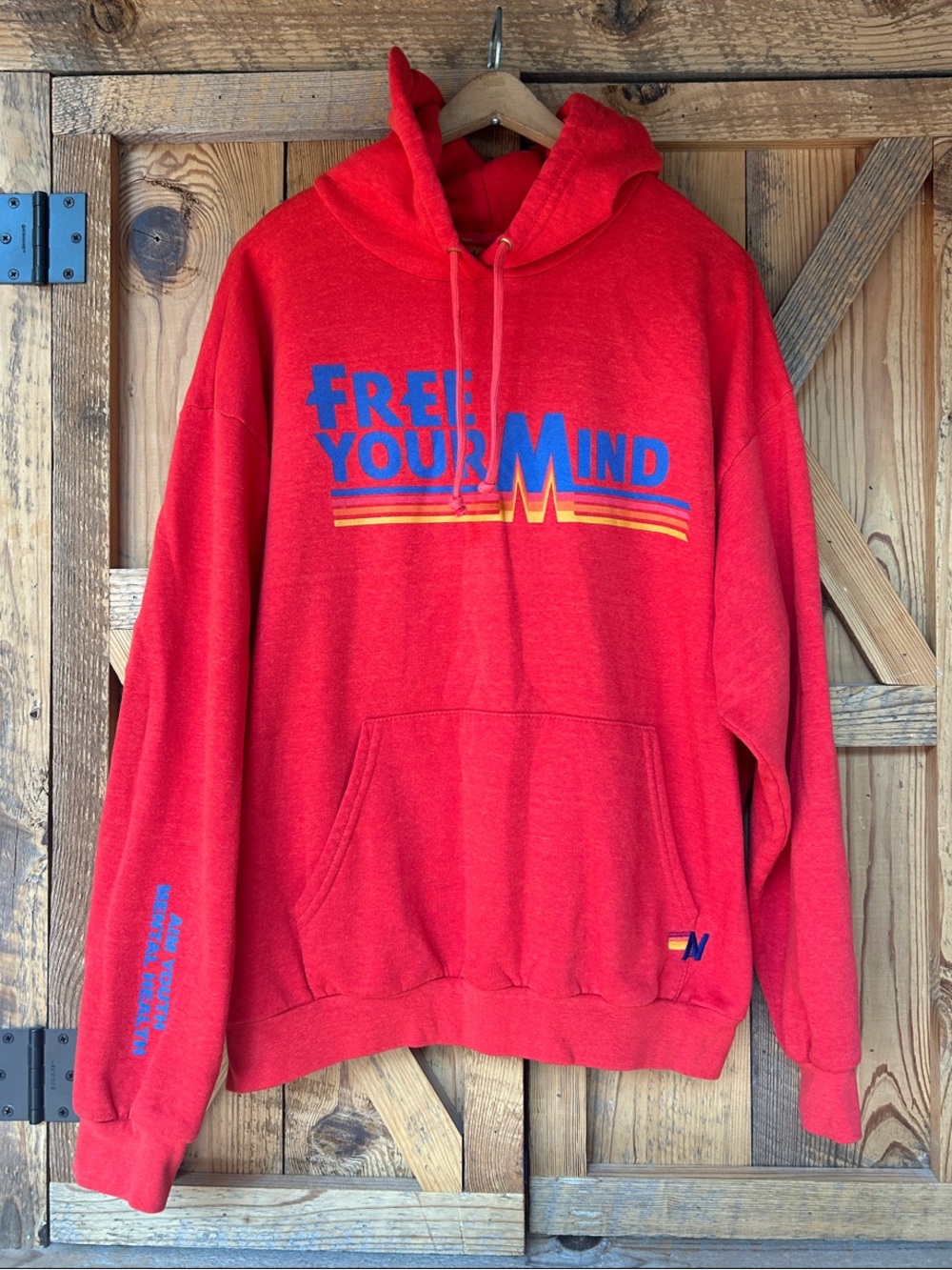 Red Aviator Nation "Free Your Mind" Graphic Pullover Hoodie LtdEd SZ-Lg like new